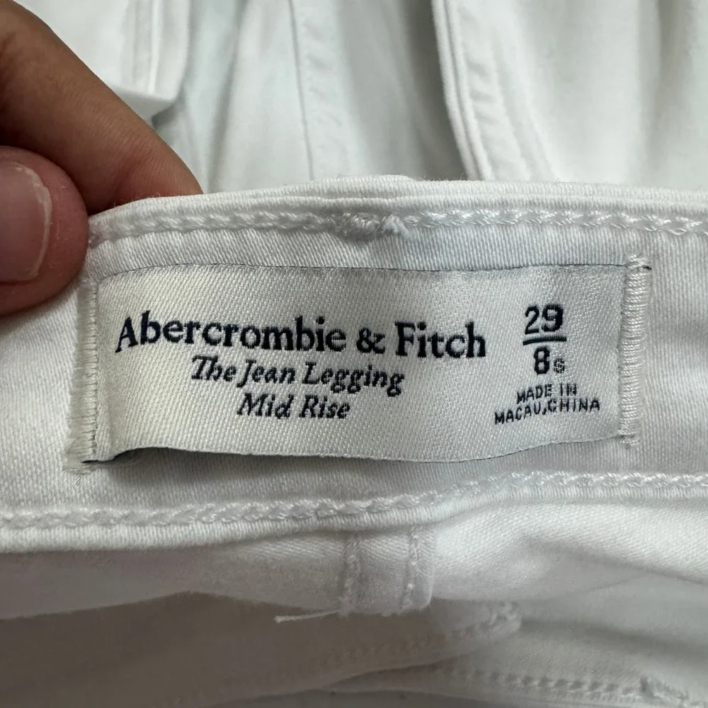 Abercrombie & Fitch The Jean Legging Mid Rise‎ White Skinny Pants 29 8S 3148